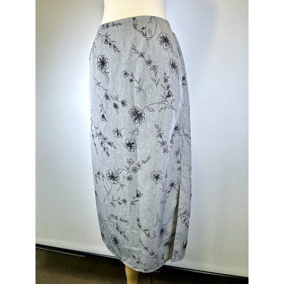Vintage Y2K Jaclyn Smith Grey Floral Slip Witchy Midi Skirt Small Whimsigoth - Picture 2 of 7